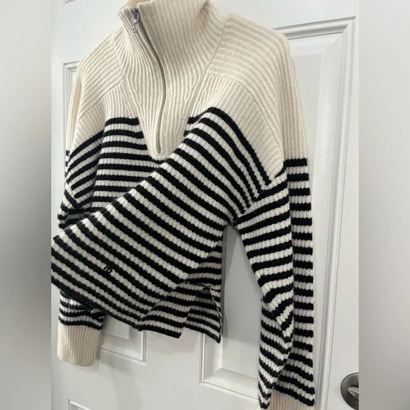 rag & bone Pierce Stand collar Long raglan sleeves Striped Cashmere Sweater XS - Picture 8 of 12